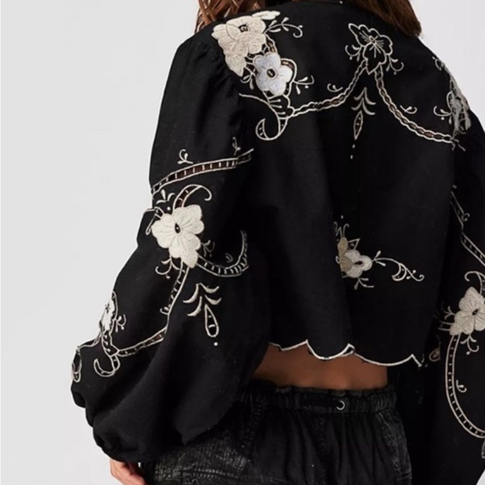 Free People Valencia Bed Jacket Embroidered Rare! S - Picture 2 of 8